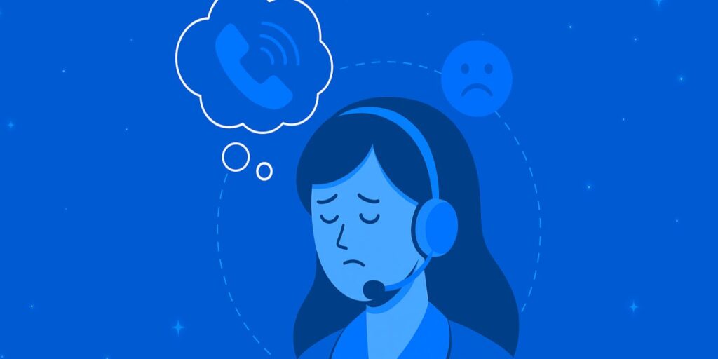 call center girl sad in australia