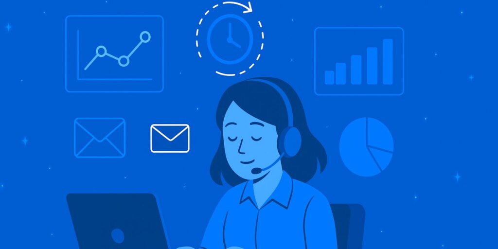 call center girl talking and satisfied