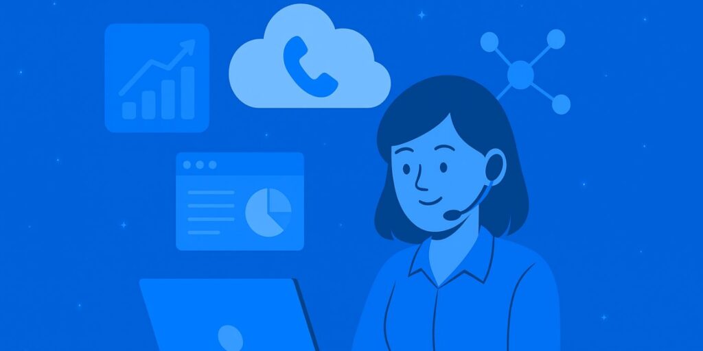 call center girl talking on job on call