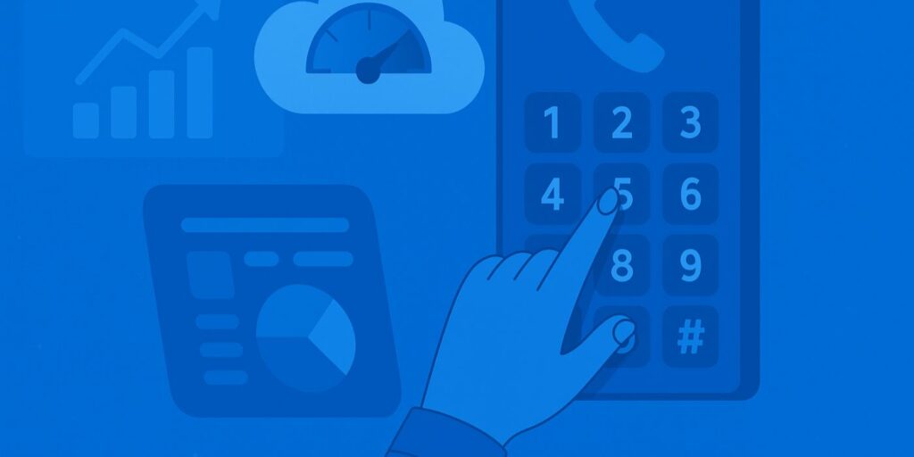 cloud call center man using calculator