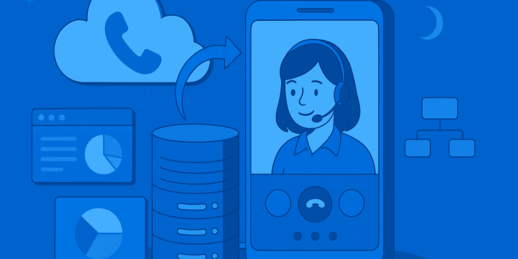 call center software tools, icons and woman working animation