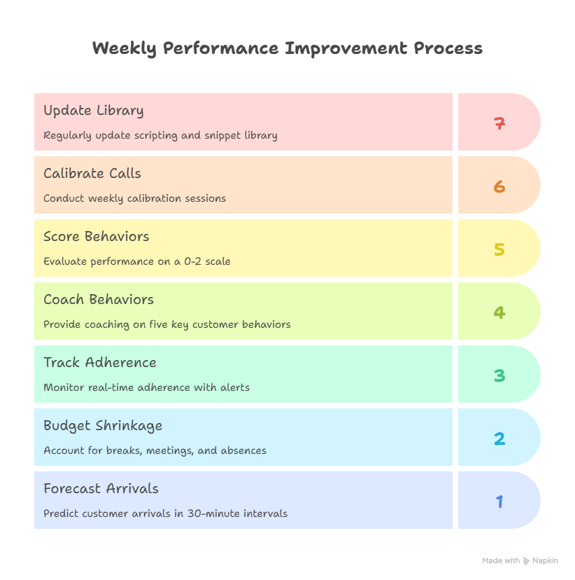 weekly cadence for calling that moves numbers, visual diagram