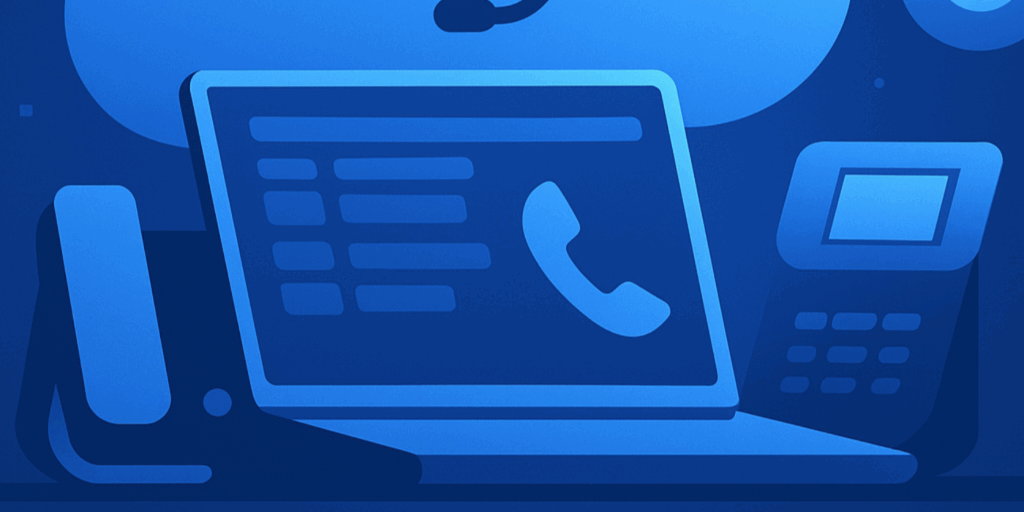 A laptop with a phone icon on it